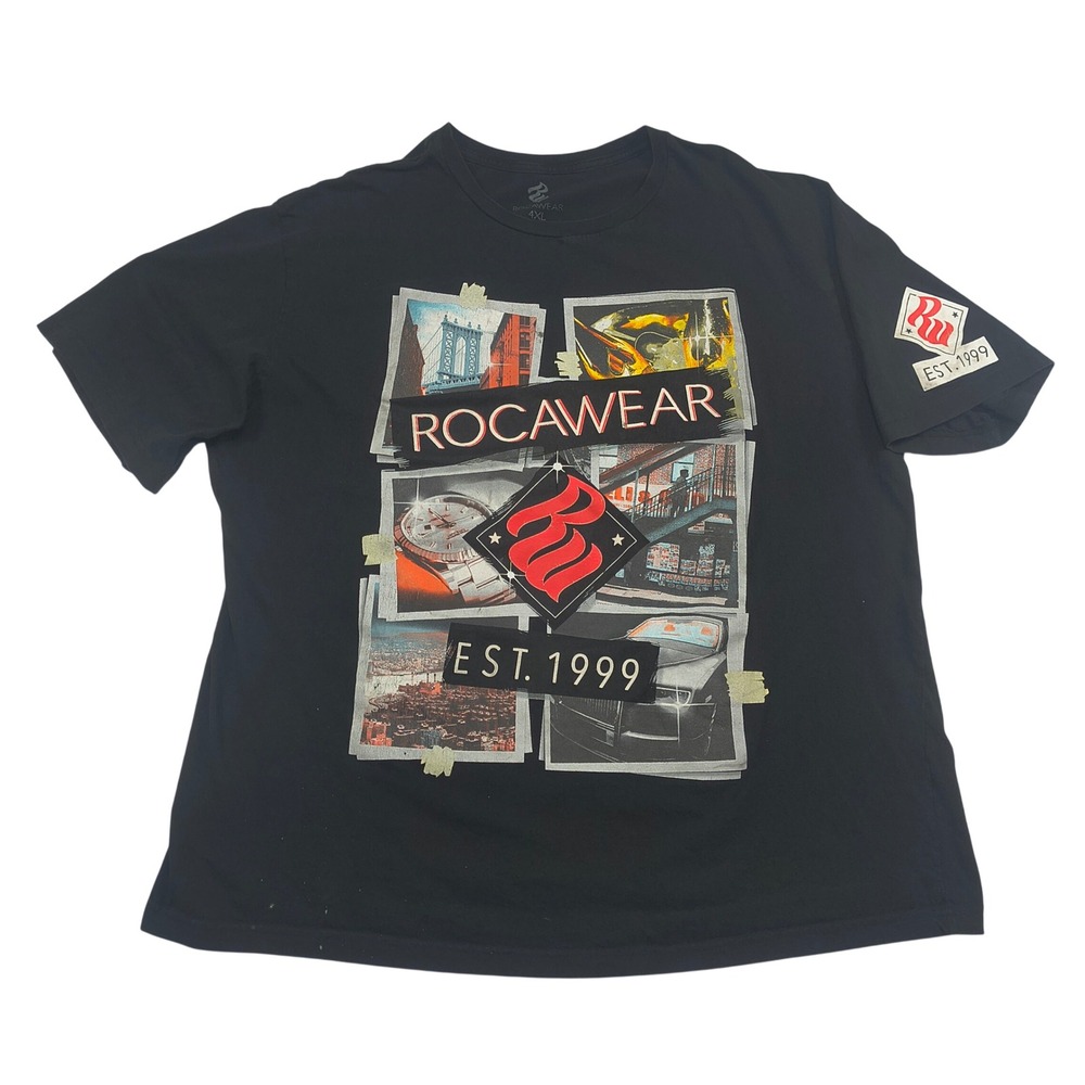 Rocawear Mens Graphic T-Shirt Black 4XL Est 1999 Brooklyn Bridge Watch Tee